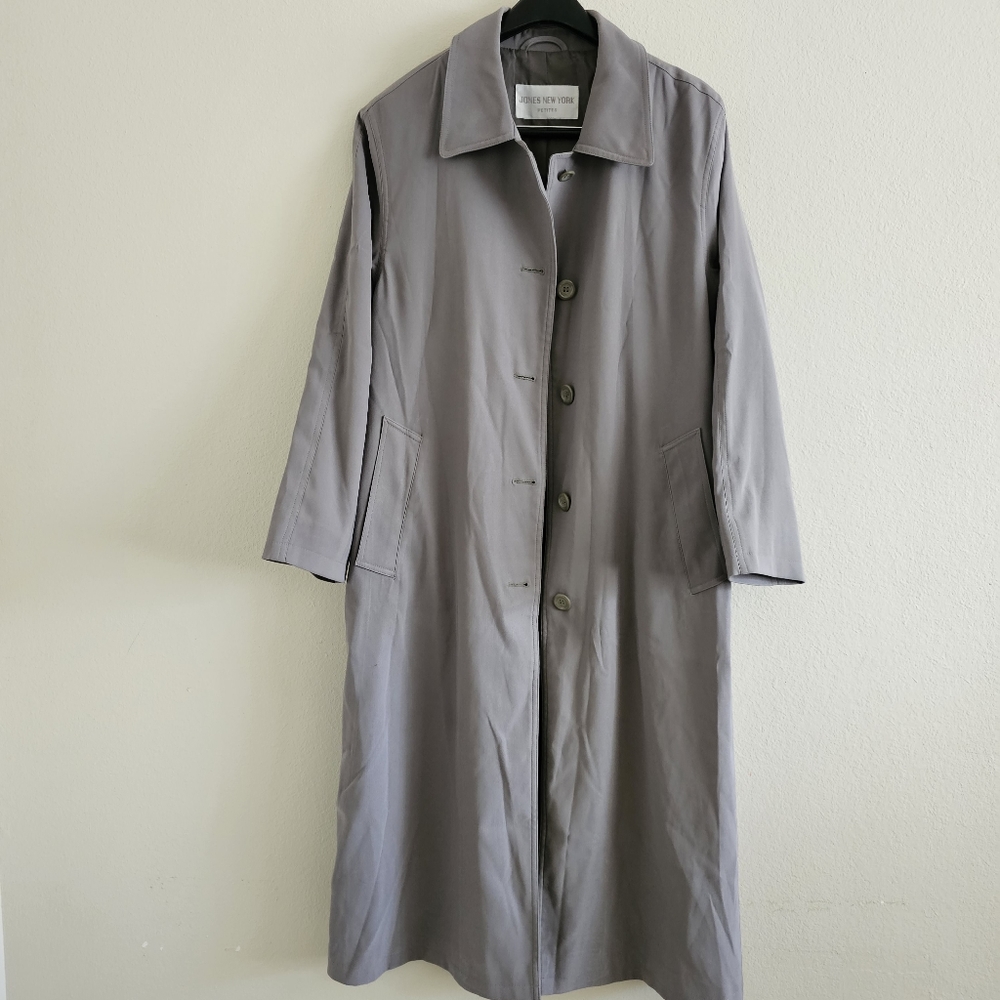Jones New York long gray trench coat